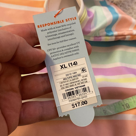 Cat & Jack Striped One Piece Bathing Suit - Picture 3 of 7